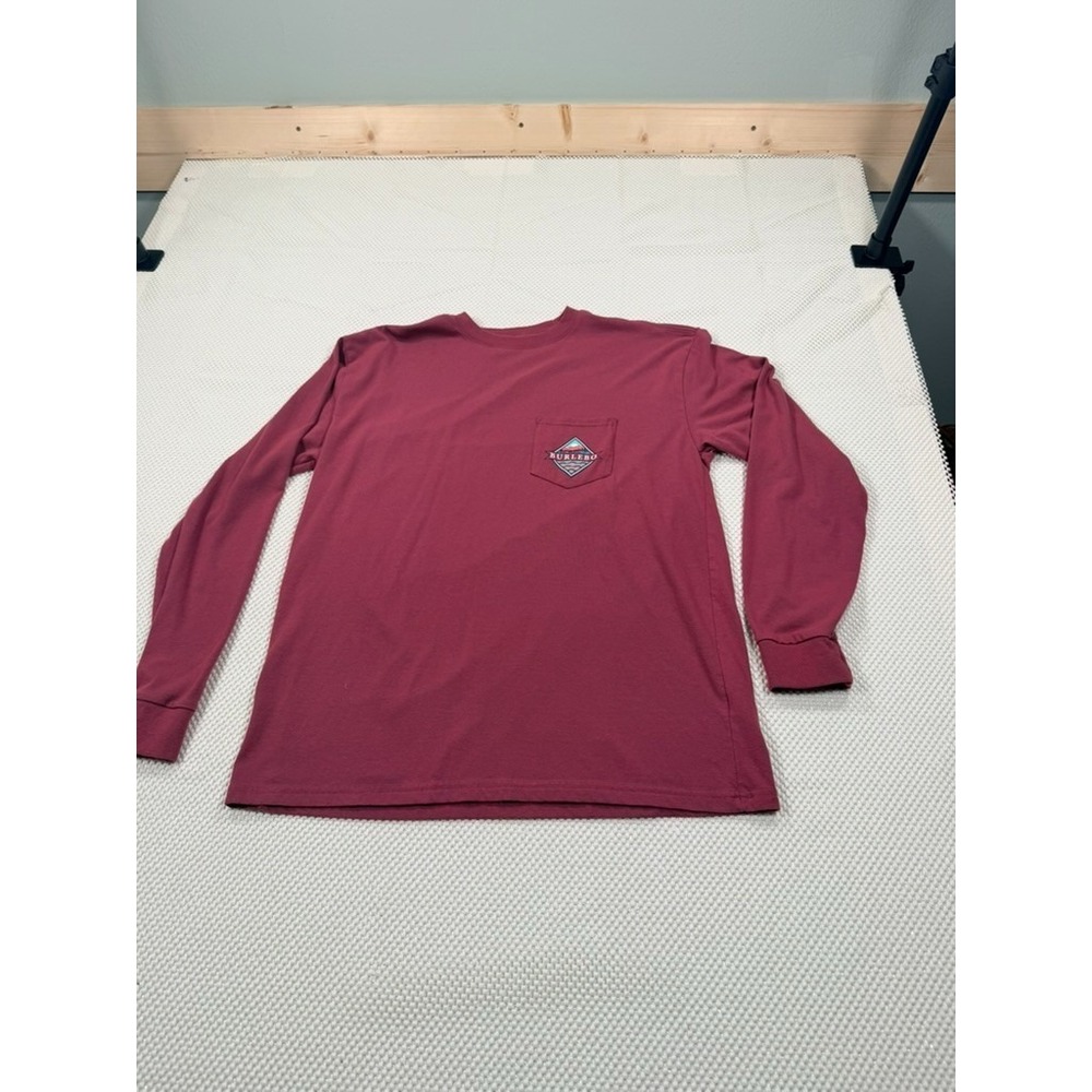 Burlebo Long Sleeve Shirt Men's Size L Maroon Heather Pocket Graphic Tee Texas
